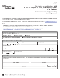 Document preview: Forme FM-MOD Attestation De Qualification - Mod a Titre De Designer De Mode, De Designer Graphiste Ou De Patroniste - Quebec, Canada (French)