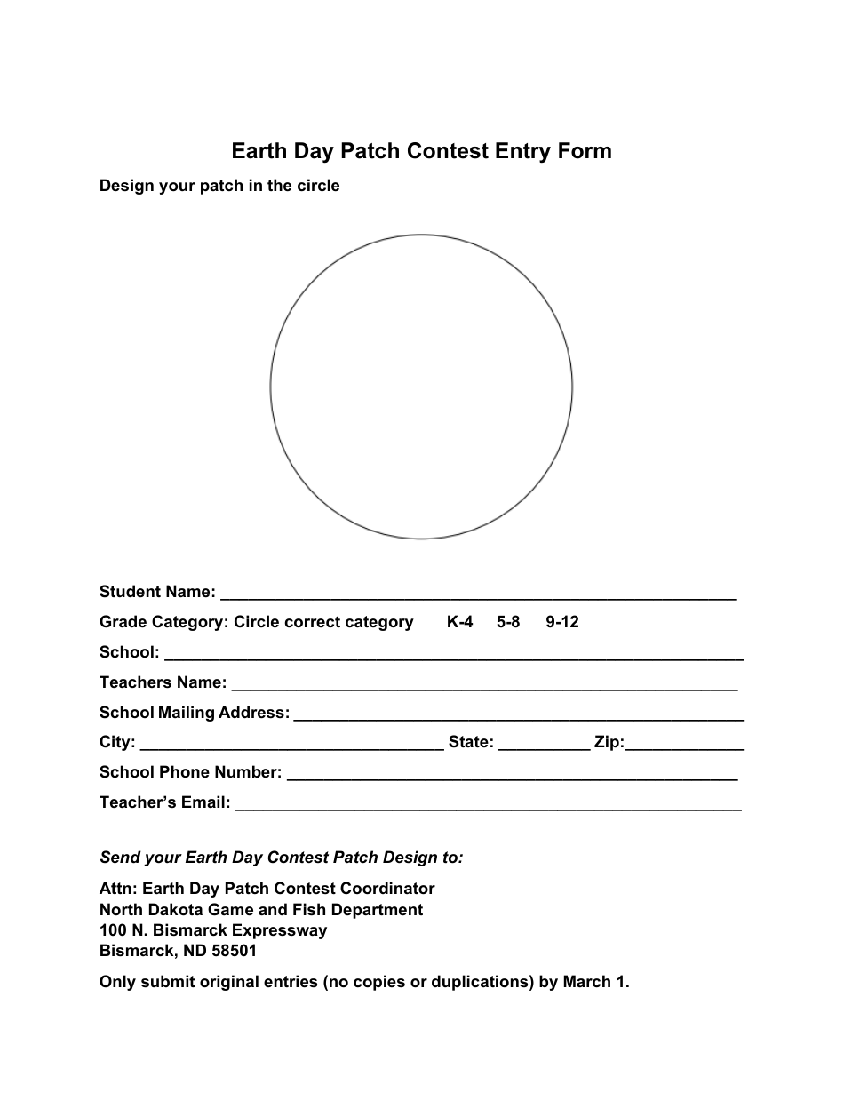 Earth Day Patch Contest Entry Form - North Dakota, Page 2