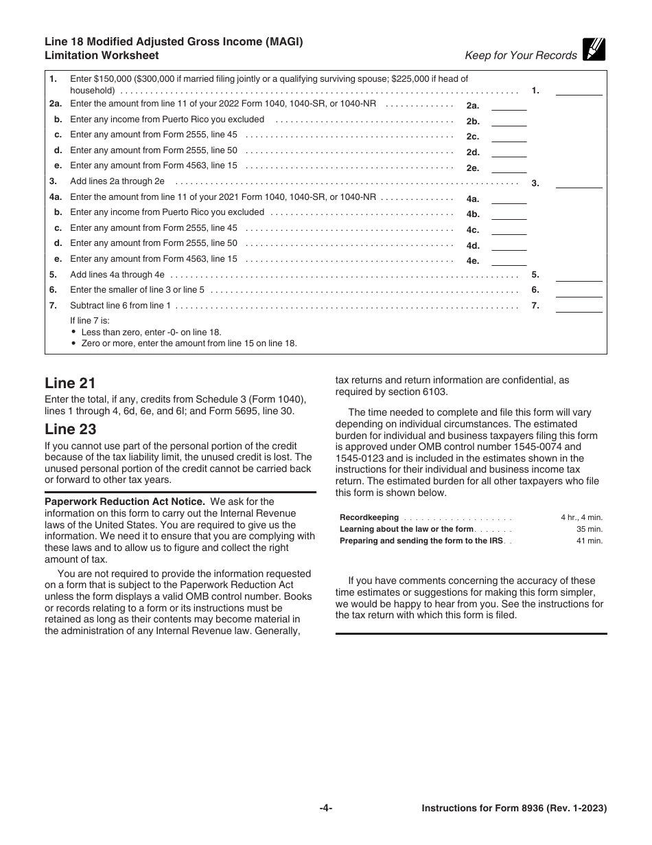 Download Instructions for IRS Form 8936 Qualified PlugIn Electric