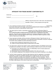 Document preview: Affidavit for Trade Secret Confidentiality - Montana