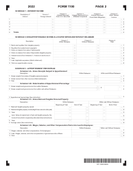 Form 1100 Delaware Corporation Income Tax Return - Delaware, Page 2