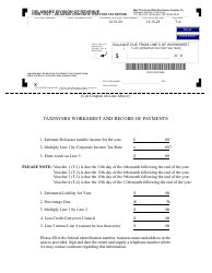 Document preview: Form 1100T-4 Taxpayers Worksheet and Record of Payments - Delaware, 2024