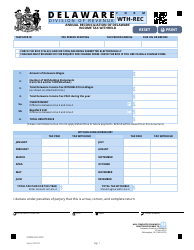 Document preview: Form WTH-REC Annual Reconciliation of Delaware Income Tax Withheld - Delaware