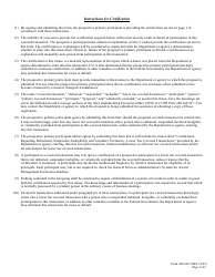 Form AD-1047 Certification Regarding Debarment, Suspension, and Other Responsibility Matters Primary Covered Transactions, Page 2