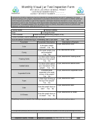 Document preview: Monthly Visual Jar Test Inspection Form - Wet Deck Log Spray General Permit - Mississippi