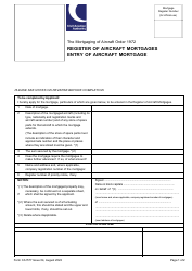 Form CA1577 Register of Aircraft Mortgages Entry of Aircraft Mortgage - United Kingdom