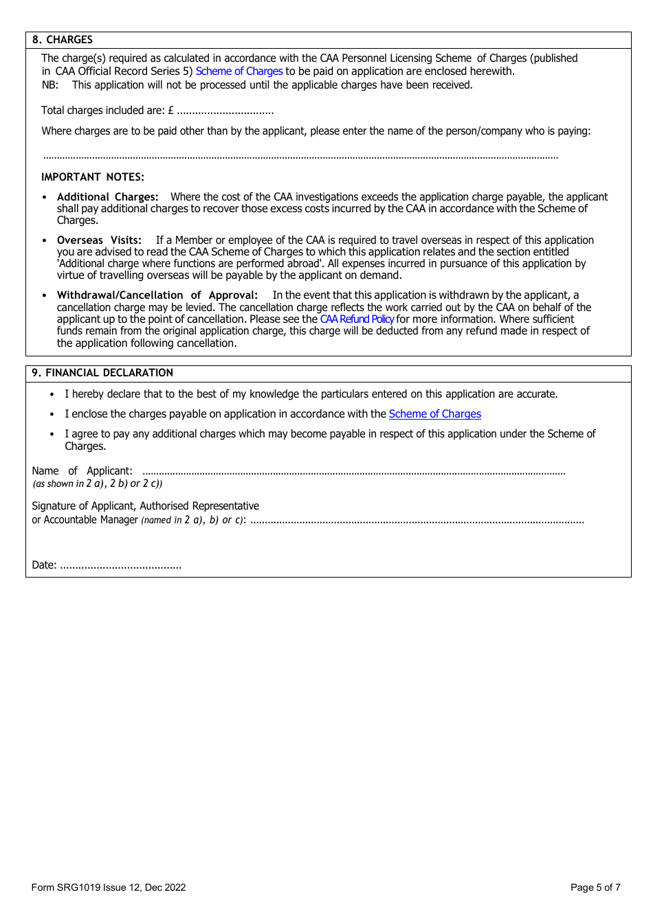Form SRG1019 Application for Initial Approval, Change to Approval or Remote Site Approval Under Ec Regulation 1321 / 2014 Annex IV Part-147 - United Kingdom, Page 5