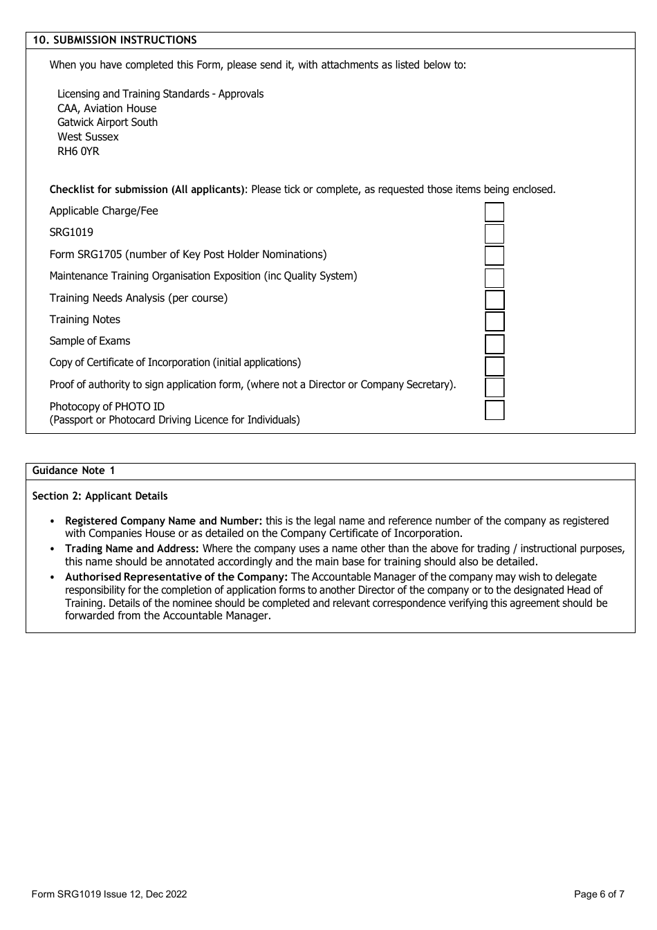 Form SRG1019 Application for Initial Approval, Change to Approval or Remote Site Approval Under Ec Regulation 1321 / 2014 Annex IV Part-147 - United Kingdom, Page 6