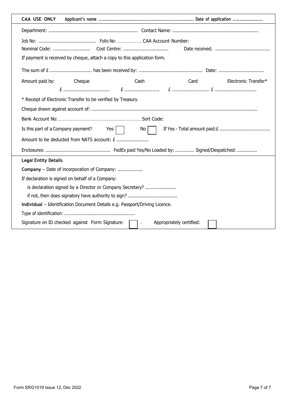 Form Srg1019 Download Fillable Pdf Or Fill Online Application For 