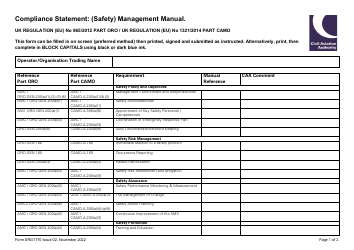Document preview: Form SRG1770 Compliance Statement: (Safety) Management Manual - United Kingdom