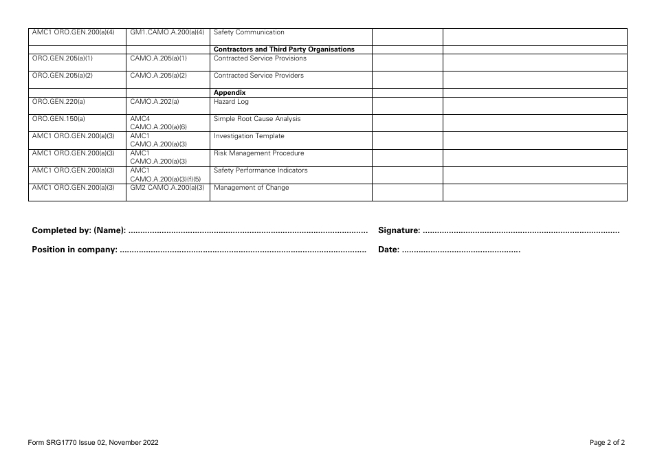 Form SRG1770 Compliance Statement: (Safety) Management Manual - United Kingdom, Page 2