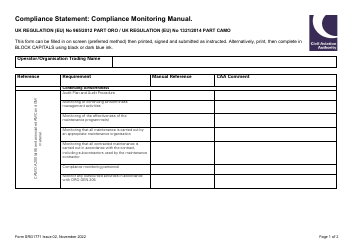 Form SRG1771 Compliance Statement: Compliance Monitoring Manual - United Kingdom