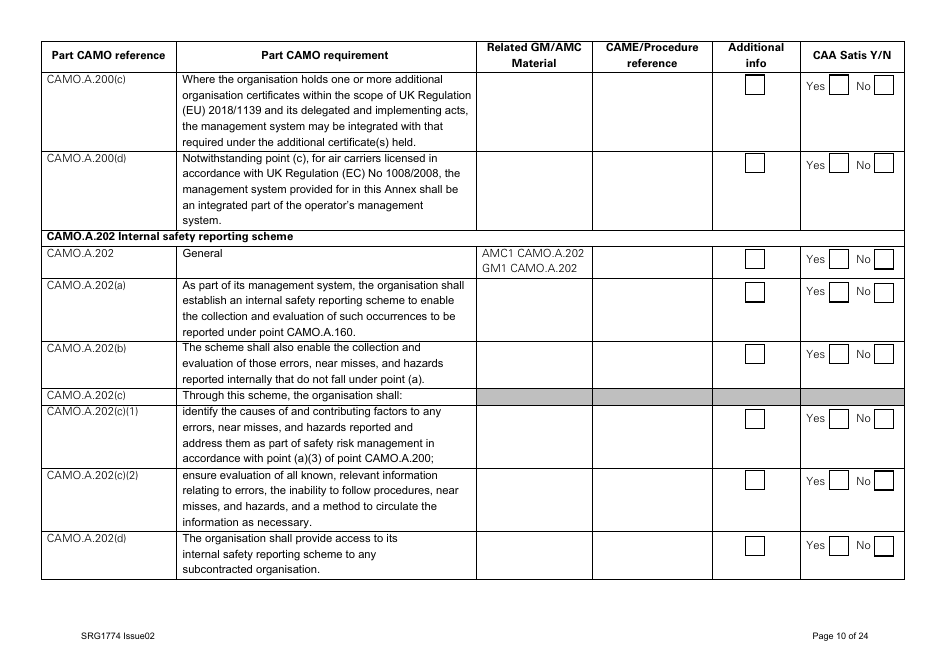 Form SRG1774 UK Regulation (Eu) No 1321 / 2014 Part Camo - United Kingdom, Page 10