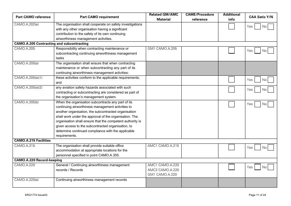 Form SRG1774 UK Regulation (Eu) No 1321 / 2014 Part Camo - United Kingdom, Page 11