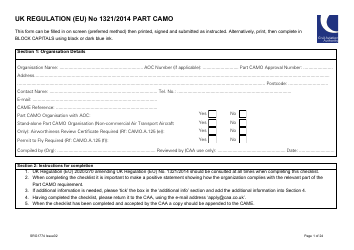 Form SRG1774 UK Regulation (Eu) No 1321/2014 Part Camo - United Kingdom