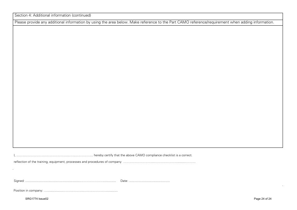 Form SRG1774 UK Regulation (Eu) No 1321 / 2014 Part Camo - United Kingdom, Page 24
