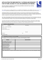 Form SRG1604 Application for Mor Monthly Listings and Request for Future Access to Caa Occurrence Database - United Kingdom