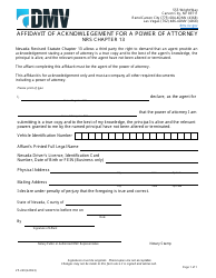 Document preview: Form VP-249 Affidavit of Acknowledgement for a Power of Attorney - Nevada