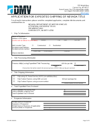 Form VP-265 Application for Expedited Shipping of Nevada Title - Nevada, Page 2