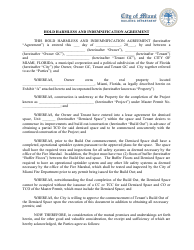 Hold Harmless and Indemnification Agreement - City of Miami, Florida