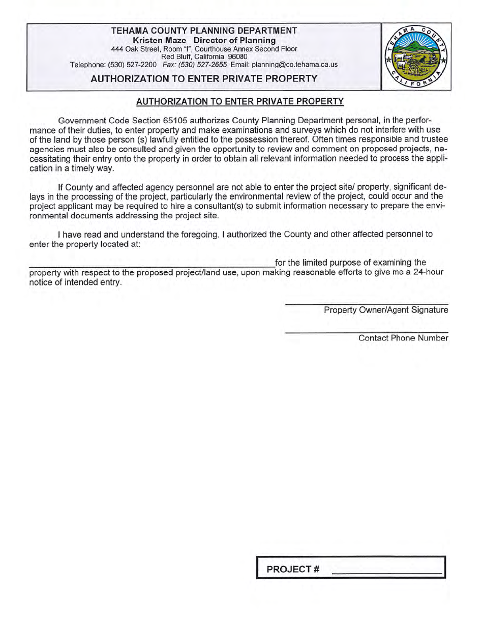 Administrative Use Permit Checklist - Tehama County, California, Page 13