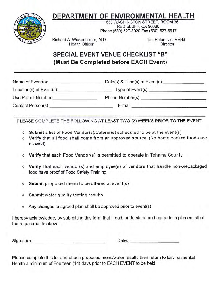 Administrative Use Permit Checklist - Tehama County, California, Page 3