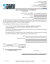Document preview: Form DLD33 One Year Default Affidavit - Nevada