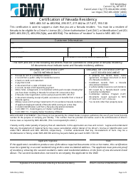 Document preview: Form DMV-005 Certification of Nevada Residency - Nevada