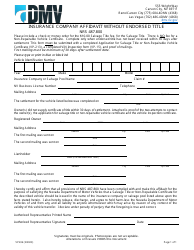 Document preview: Form VP236 Insurance Company Affidavit Without Endorsed Title - Nevada