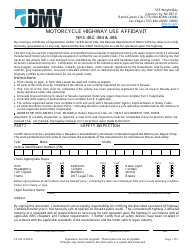 Document preview: Form VP-254 Motorcycle Highway Use Affidavit - Nevada