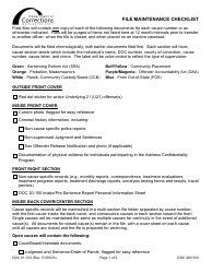 Document preview: Form DOC01-012 File Maintenance Checklist - Washington