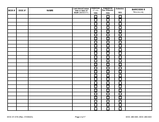 Form DOC01-015 Manifest - Archiving Files - Washington, Page 2