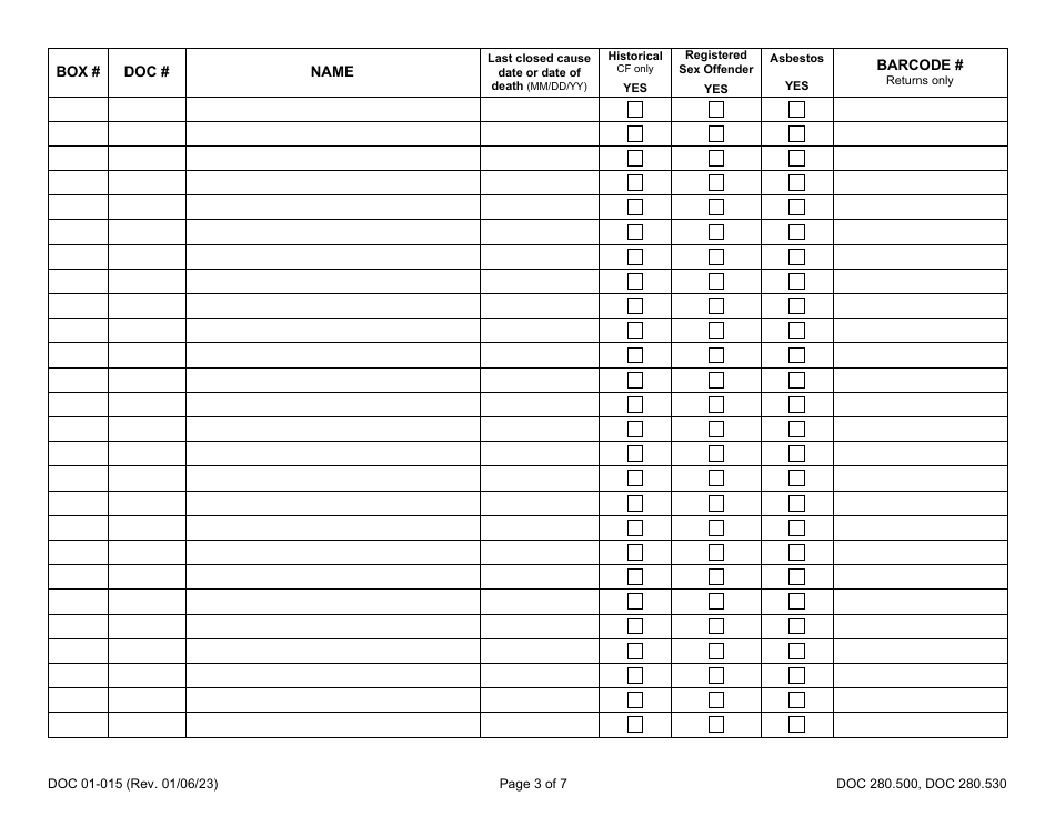 Form DOC01-015 Manifest - Archiving Files - Washington, Page 3