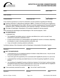 Form DOC03-172 Hepatitis B Vaccine Consent/Waiver and Vaccination Record - Washington
