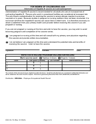 Form DOC03-172 Hepatitis B Vaccine Consent/Waiver and Vaccination Record - Washington, Page 2