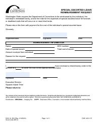 Document preview: Form DOC21-503 Special Escorted Leave Reimbursement Request - Washington