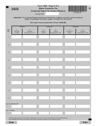 Form CRB Franchise Tax Combined Report for Unitary Members - Maine, Page 2