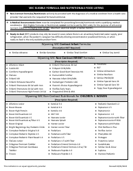 Wic Eligible Formulas and Medical Documentation Form - Wyoming