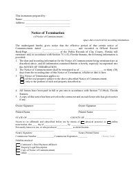 Document preview: Notice of Commencement Termination - Clay County, Florida
