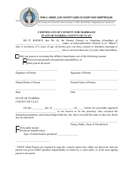 Document preview: Certificate of Consent for Marriage - Clay County, Florida