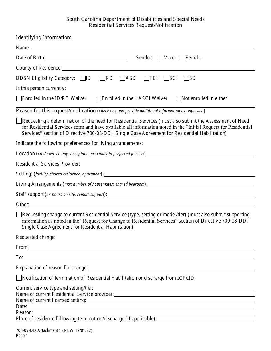 Scdc Forms Rrt South Carolina Residential Services Request/Notification - Fill Out ...