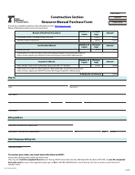 Document preview: Form 734-5110 Construction Section Resource Manual Purchase Form - Oregon
