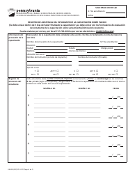 Formulario LIBI-610L(ESP) Registro De Asistencia Del Estudiante De La Capacitacion Sobre Plomo - Pennsylvania (Spanish)