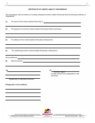 Document preview: Certificate of Limited Liability Partnership - Maryland