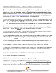 Articles of Cancellation - Maryland Limited Liability Company - Maryland, Page 2