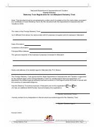 Document preview: Statutory Trust Registration for Non-maryland Statutory Trust - Maryland