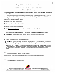 Document preview: Foreign Corporation Qualification - Maryland