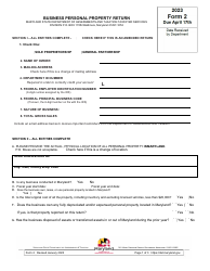 Form 2 Business Personal Property Return - Sole Proprietorship and General Partnerships - Maryland, 2023
