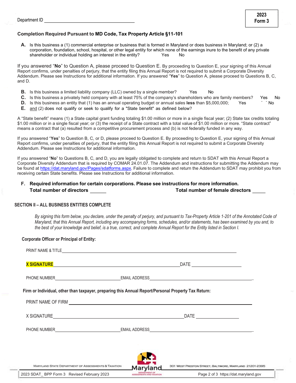 Form 3 Domestic and Foreign Credit Unions Annual Report - Maryland, Page 2