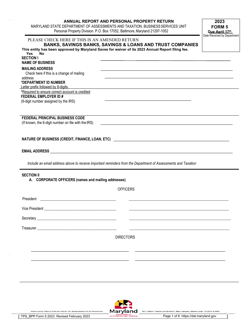Form 5 2023 Fill Out, Sign Online and Download Fillable PDF